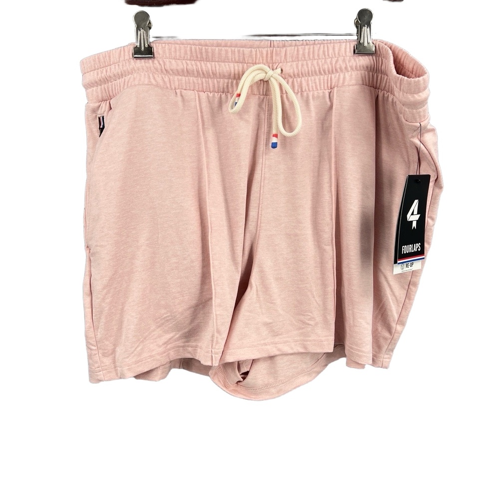 Fourlaps Shorts Pink Drawstring Waist Zip Pocket Activewear Lounge Casual XL New
